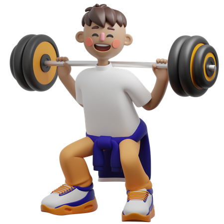 Boy Doing Gym Exercise  3D Illustration