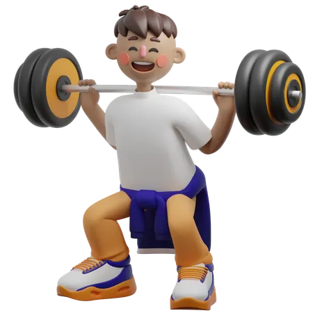 Boy Doing Gym Exercise  3D Illustration