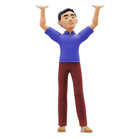 Boy doing hands up  3D Illustration