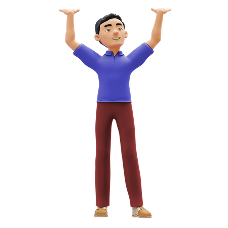 Boy doing hands up 3D Illustration