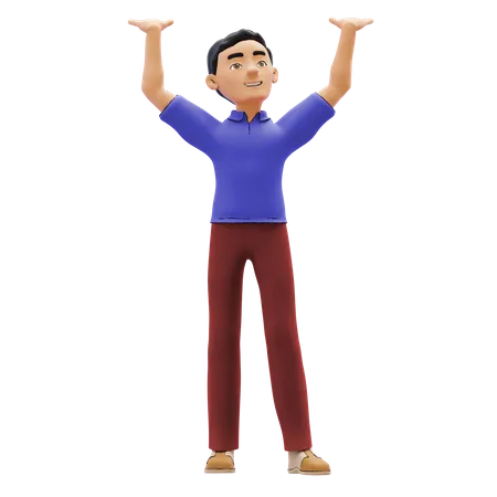 Boy doing hands up  3D Illustration