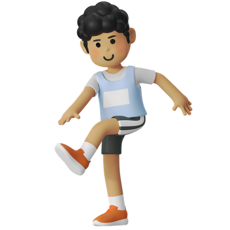 Boy Doing High Kick Before Running  3D Icon