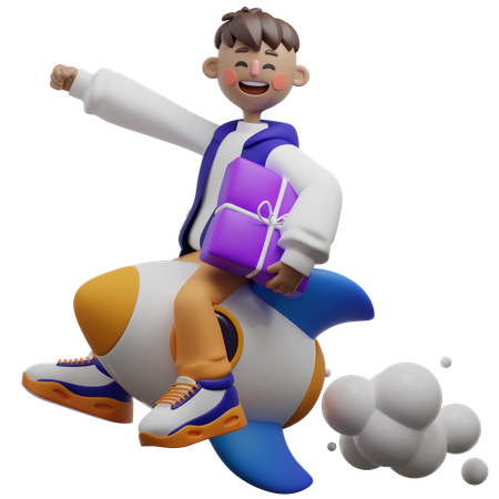 Boy Doing Highlighting Fast Delivery  3D Illustration
