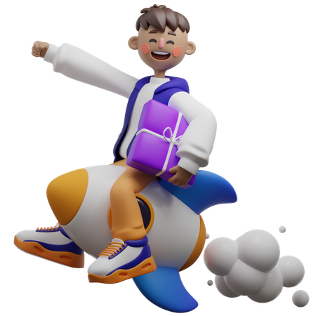Boy Doing Highlighting Fast Delivery  3D Illustration