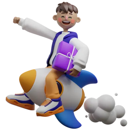 Boy Doing Highlighting Fast Delivery  3D Illustration