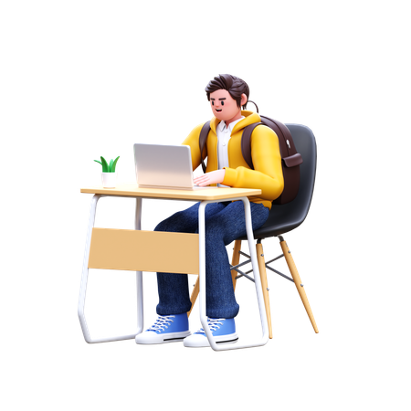 Boy doing homework  3D Icon