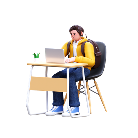Boy doing homework  3D Illustration