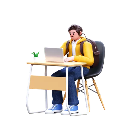 Boy doing homework  3D Illustration