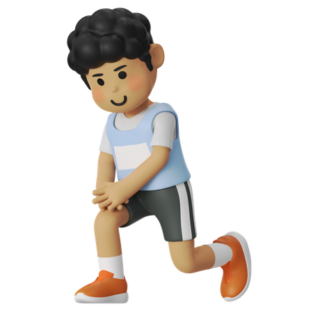Boy Doing Leg Exercise Before Running Race  3D Icon