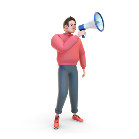 Boy doing marketing 3D Illustration