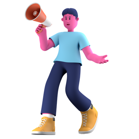 Boy doing megaphone marketing  3D Icon