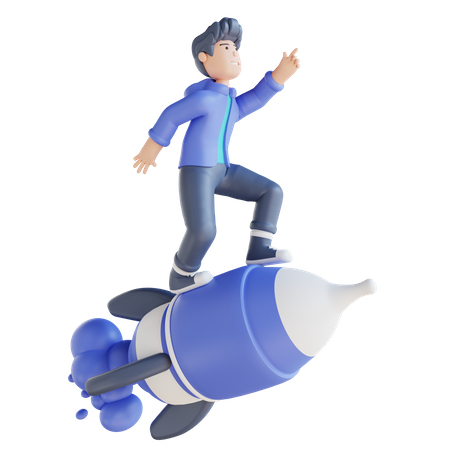 Boy doing new launching  3D Icon