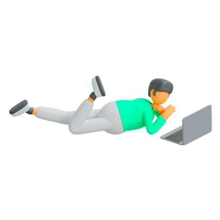 Boy doing online study 3D Icon