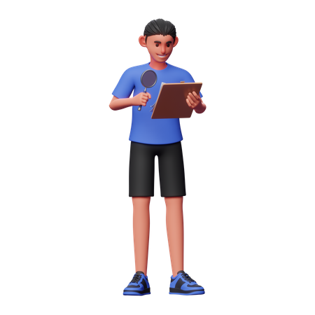 Boy Doing Research  3D Illustration