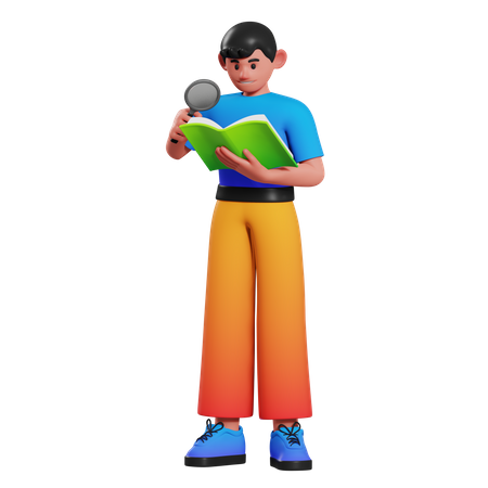 Boy doing research 3D Illustration