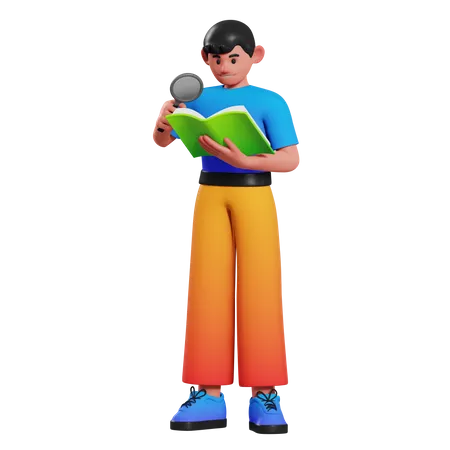 Boy doing research  3D Illustration