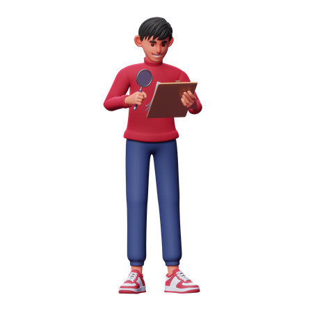 Boy Doing Research 3D Illustration