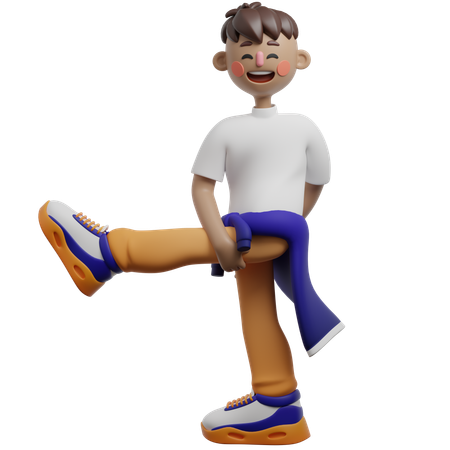 Boy Doing Revolved Bird Pose  3D Illustration