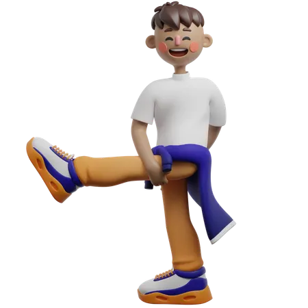 Boy Doing Revolved Bird Pose  3D Illustration