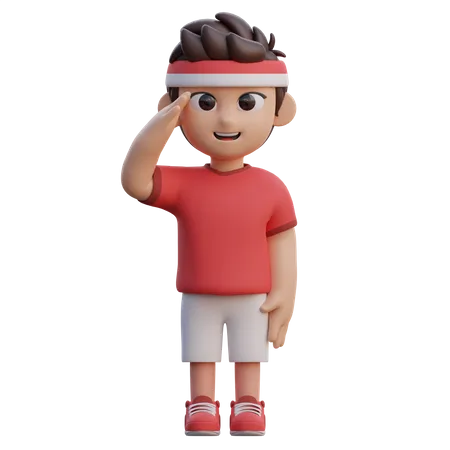 Boy doing Salute Gesture  3D Illustration