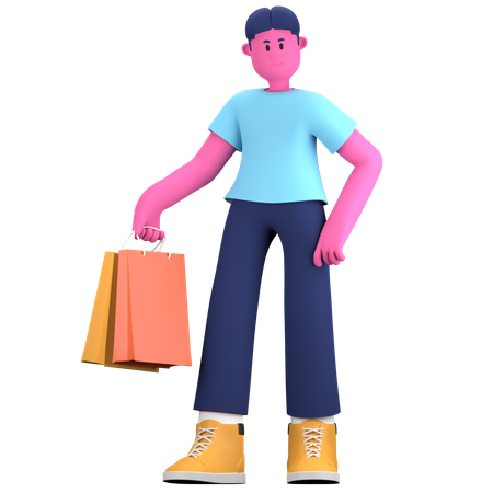 Boy doing shopping  3D Illustration