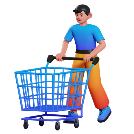 Boy doing shopping 3D Illustration