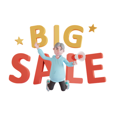 Boy doing shopping sale marketing  3D Icon