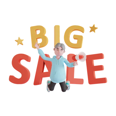 Boy doing shopping sale marketing  3D Illustration