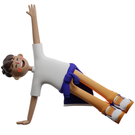 Boy Doing Side Plank  3D Illustration