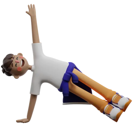 Boy Doing Side Plank  3D Illustration