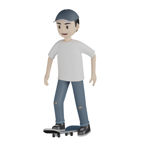 Boy Doing Skateboarding  3D Icon
