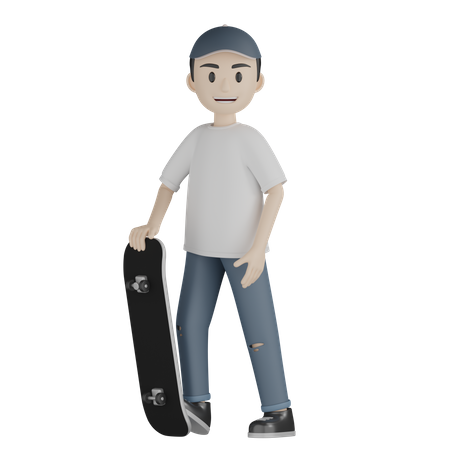 Boy Doing Skateboarding  3D Icon