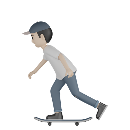 Boy Doing Skateboarding  3D Icon
