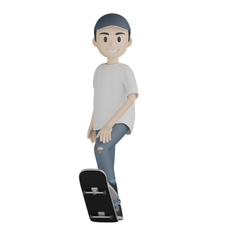 Boy Doing Skateboarding  3D Icon