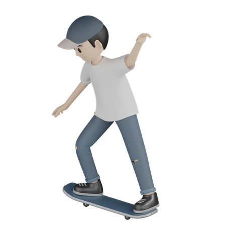 Boy Doing Skateboarding  3D Icon