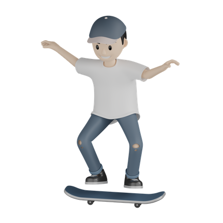 Boy Doing Skateboarding  3D Icon