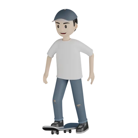 Boy Doing Skateboarding  3D Illustration