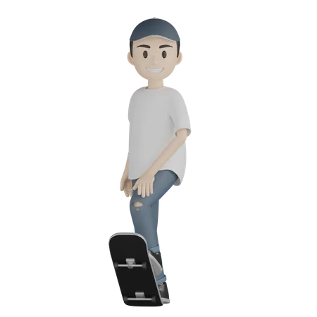 Boy Doing Skateboarding  3D Illustration