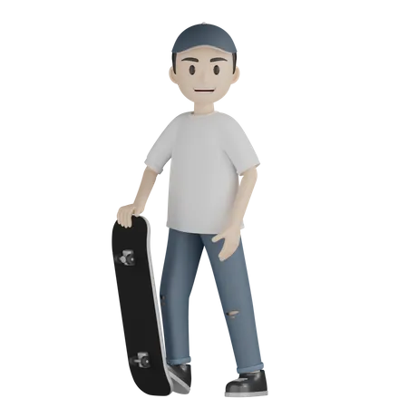 Boy Doing Skateboarding  3D Illustration