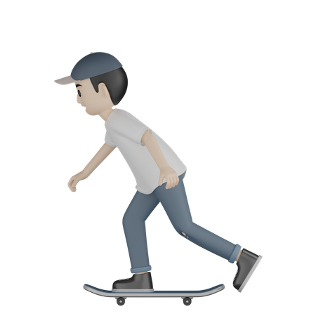 Boy Doing Skateboarding  3D Illustration