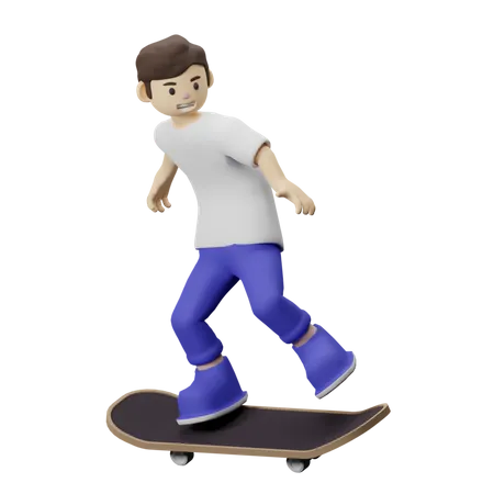 Boy doing skating  3D Illustration