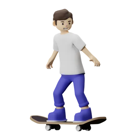 Boy doing skating 3D Illustration