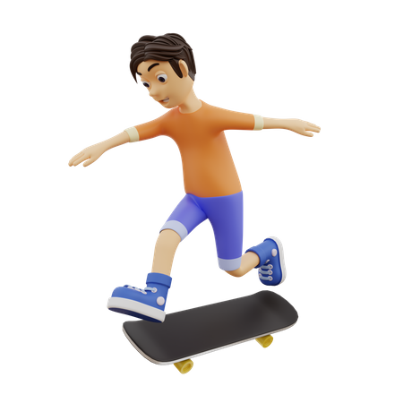 Boy doing Skating on Skateboard  3D Icon