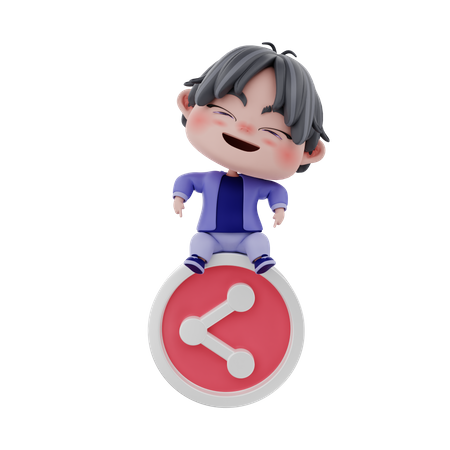 Boy doing social media share  3D Icon