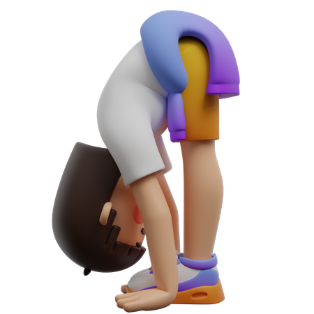 Boy Doing Standing Forward Bend  3D Illustration