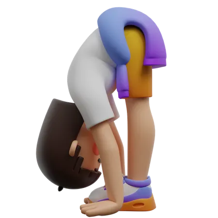 Boy Doing Standing Forward Bend  3D Illustration