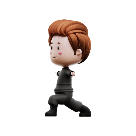 Boy Doing Stretching Exercise  3D Illustration