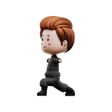 Boy Doing Stretching Exercise  3D Illustration