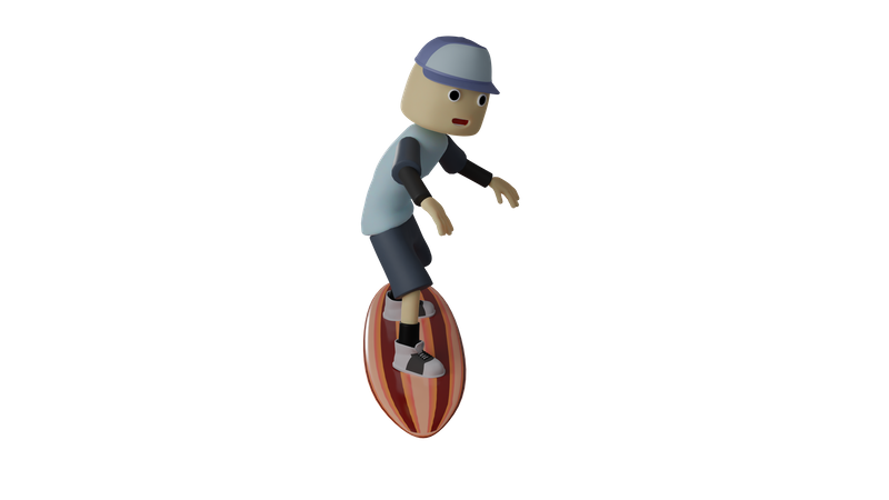 Boy Doing Surfing  3D Illustration