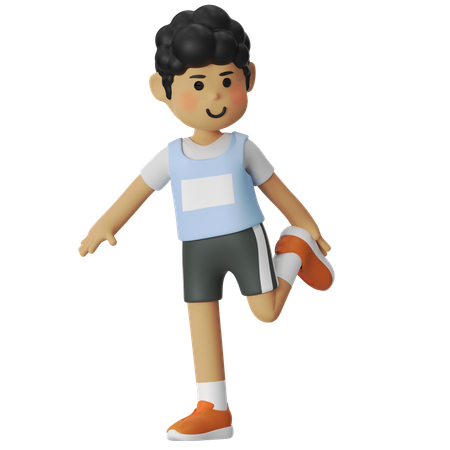 Boy Doing Warm Up Before Running  3D Icon
